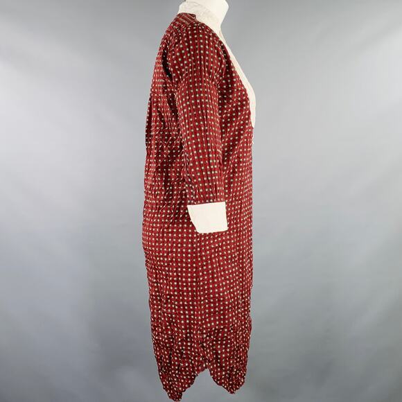 JUNYA WATANABE Size S Burgundy White Polyester Dots 3/4 Sleeves Midi Dress - Picture 3 of 10